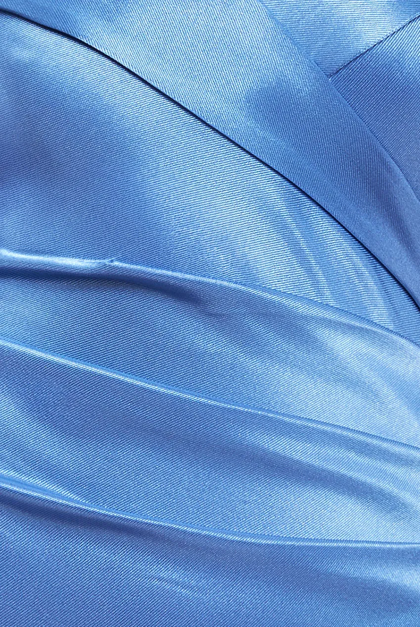 Satin Off Shoulder Pleated Maxi Dress - Dusty Blue by Goddiva sold by Goddiva product image thumbnail 4