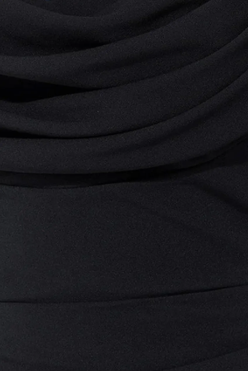 Chiffon Off The Shoulder Cowl Neck Maxi Dress - Black by Goddiva sold by Goddiva product image thumbnail 4