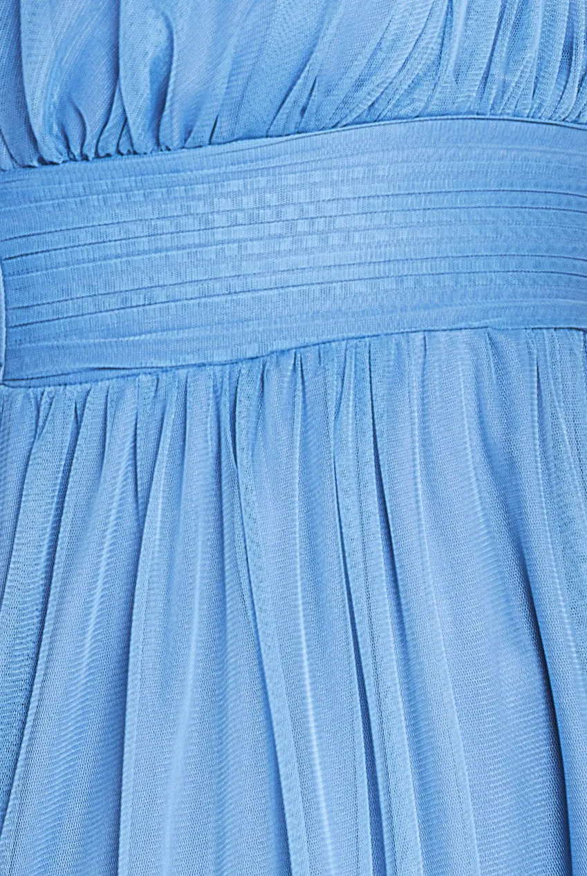 Halter Neck Mesh Tie Maxi Dress - Dusty Blue by Goddiva sold by Goddiva product image thumbnail 4