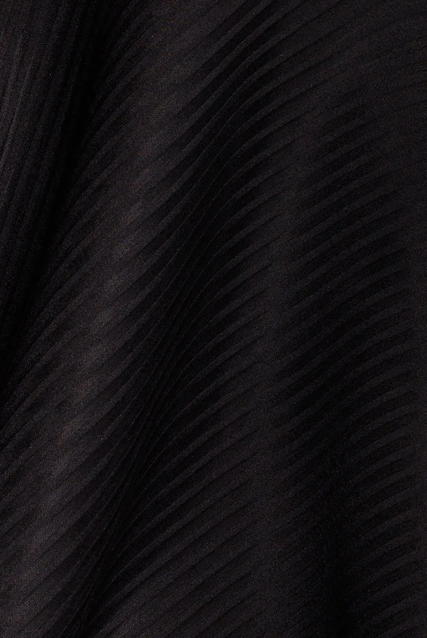 Cap Sleeve Textured Skater Asymmetric Midi Dress - Black by Goddiva sold by Goddiva product image thumbnail 5