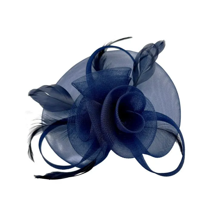 Floral Fascinator With A Wide Base In Navy by SVNX sold by Goddiva product image thumbnail 2