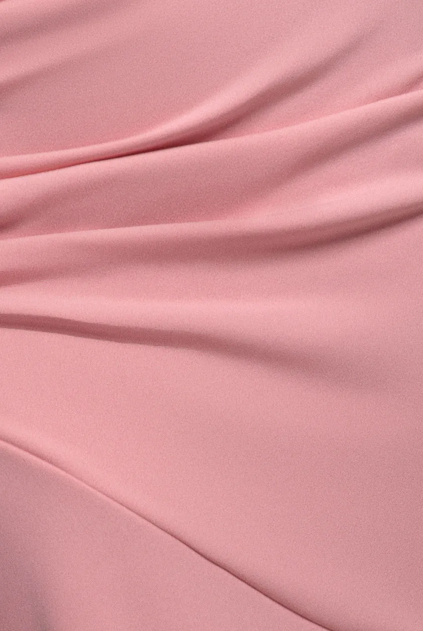 One Shoulder Cape Scuba & Chiffon Maxi Dress - Blush Pink by Goddiva sold by Goddiva product image thumbnail 5