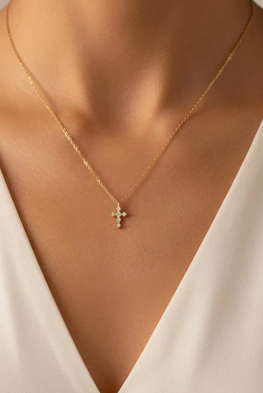 Dainty Cross Necklace by MUCHV sold by Goddiva