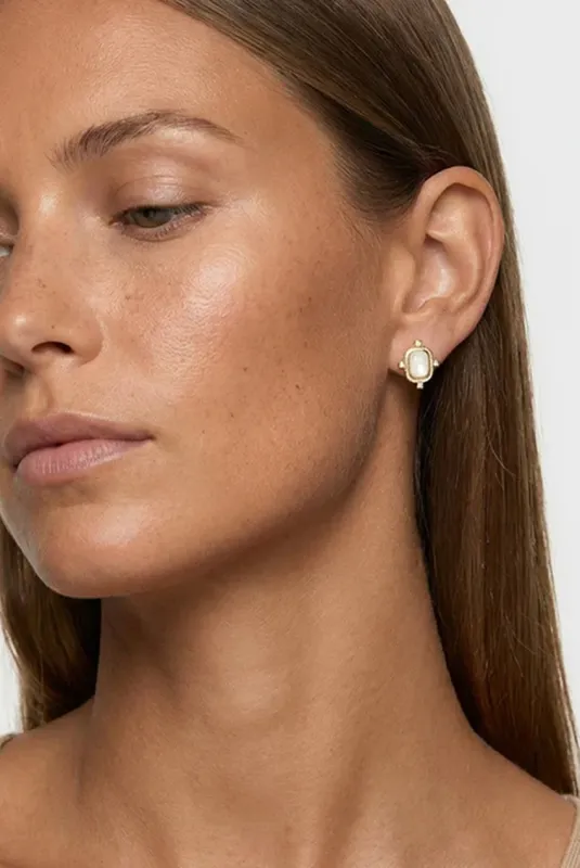 White Heirloom Stud Earrings by MUCHV made by Goddiva