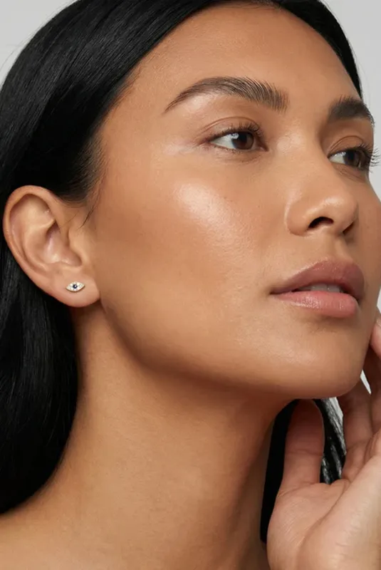 Dainty Evil Eye Earrings - Screw Back by MUCHV made by Goddiva