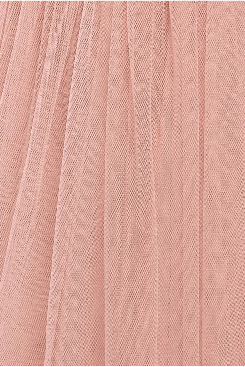 Front Pleated Wrap Off The Shoulder Corset With Tulle Gathered Midaxi Skirt Cream & Blush by Goddiva sold by Goddiva product image thumbnail 4