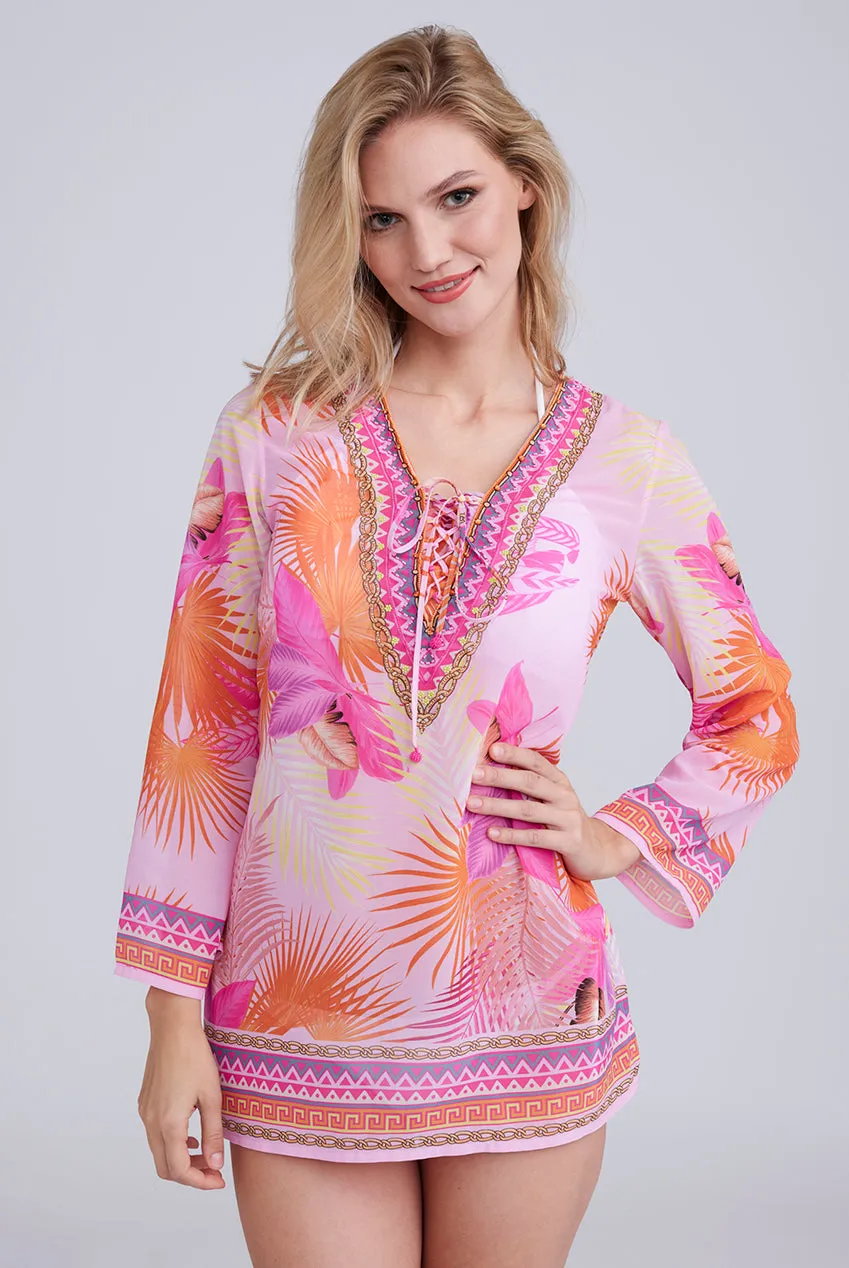 Adalia Cover Up - Pink by Pia Rossini sold by Goddiva
