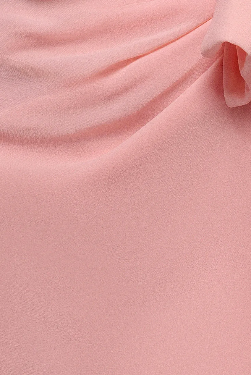 One Shoulder Cowl With Bow Detail Maxi Dress - Blush Pink by Goddiva sold by Goddiva product image thumbnail 5
