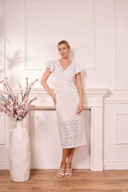 White Lace Midi Dress by Angeleye made by Goddiva