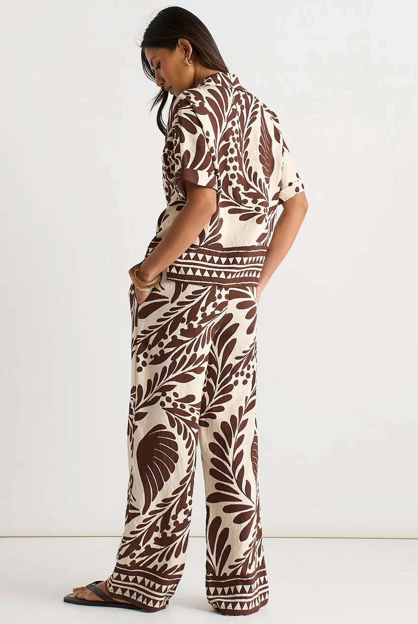 Chocolate Border Print Resort Shirt by Gini London sold by Goddiva product image thumbnail 3