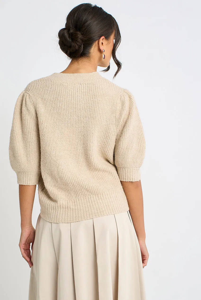 Mocha Chiffon Bow Knitted Jumper by Gini London sold by Goddiva product image thumbnail 4