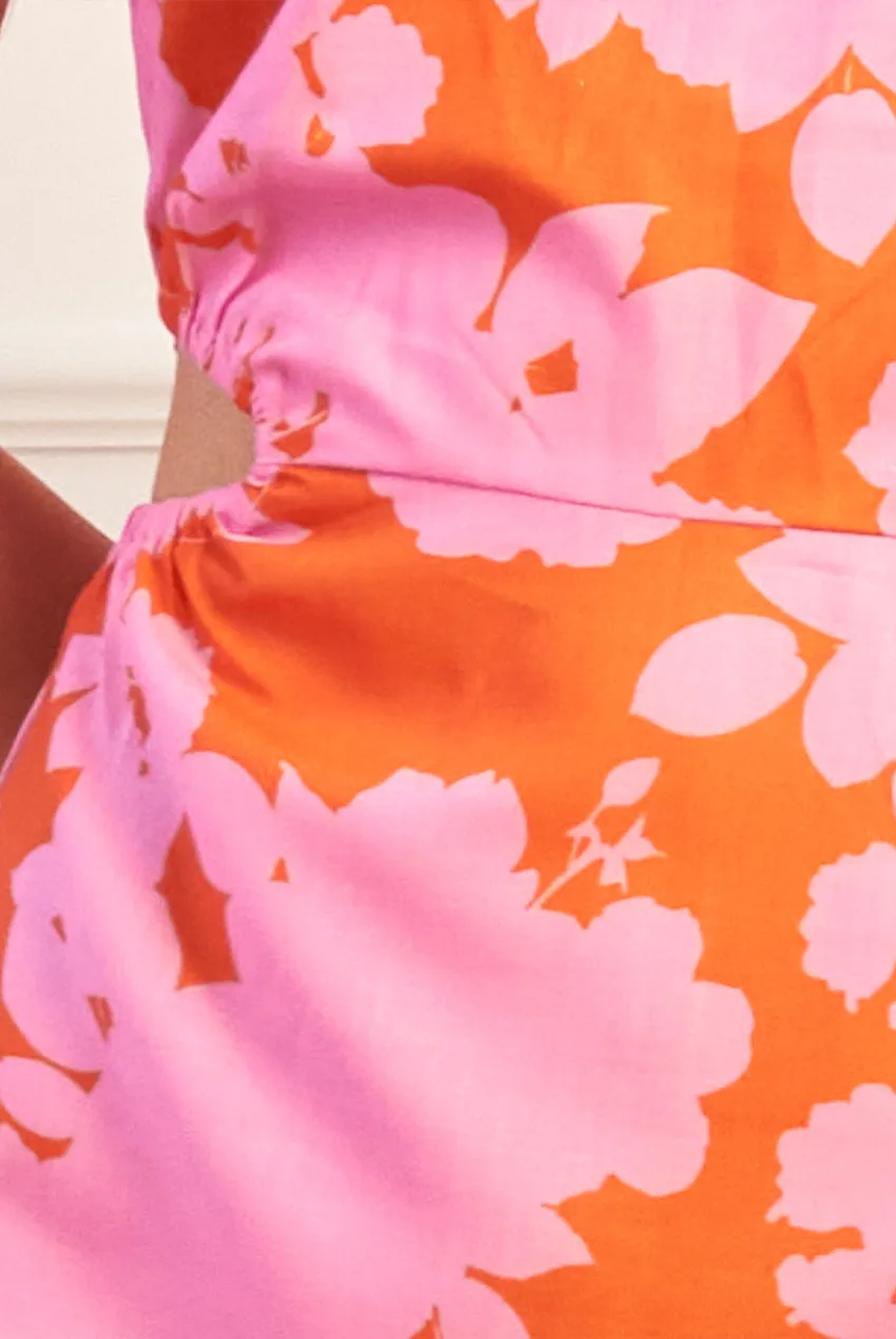 Cut Out Floral Mini Dress In Pink by Chi Chi London sold by Goddiva product image thumbnail 3