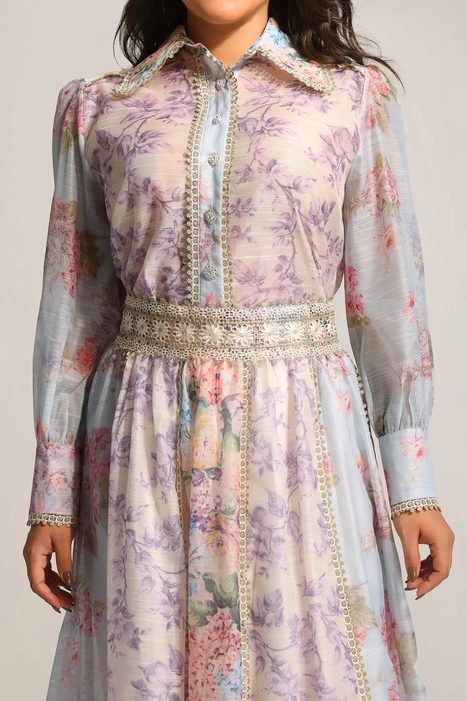 Ruby Long Sleeve Floral Printed Lace Top And Skirt Two-Piece Set by Bella Barnett sold by Goddiva product image thumbnail 5