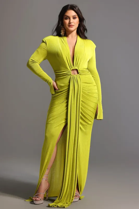Naomi V-neck Long Sleeves Maxi Dress by Bella Barnett made by Bella Barnett