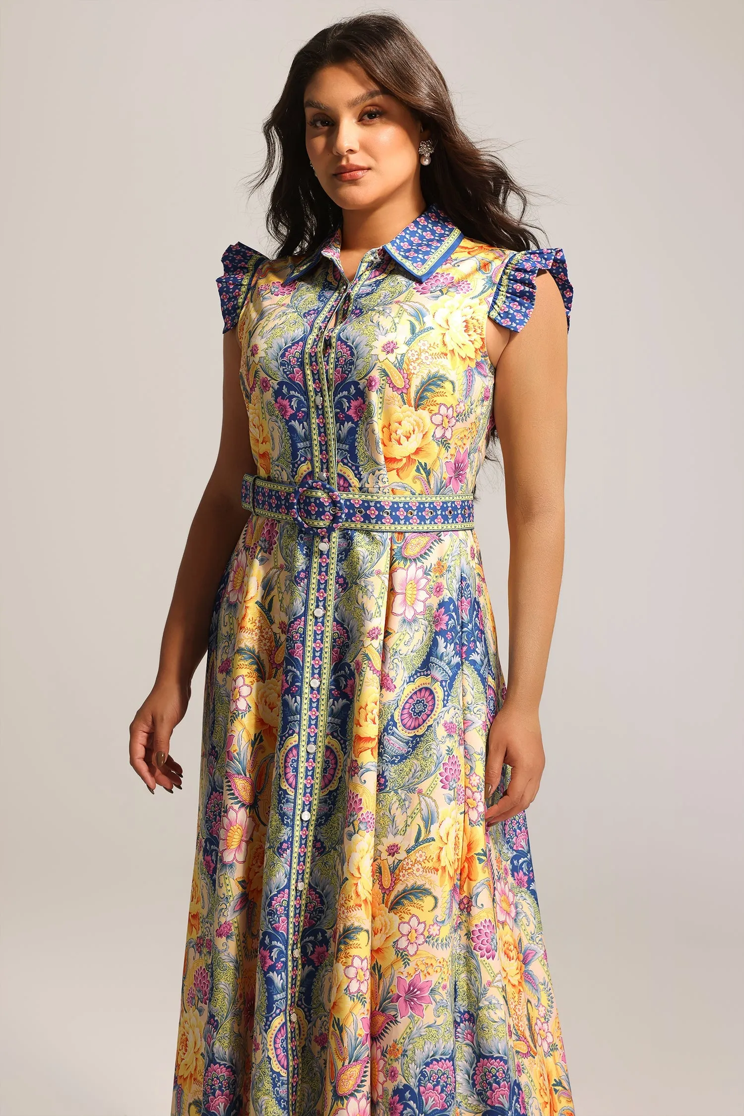 Naida Floral Printed Sleeveless Maxi Dress by Bella Barnett sold by Goddiva product image thumbnail 3