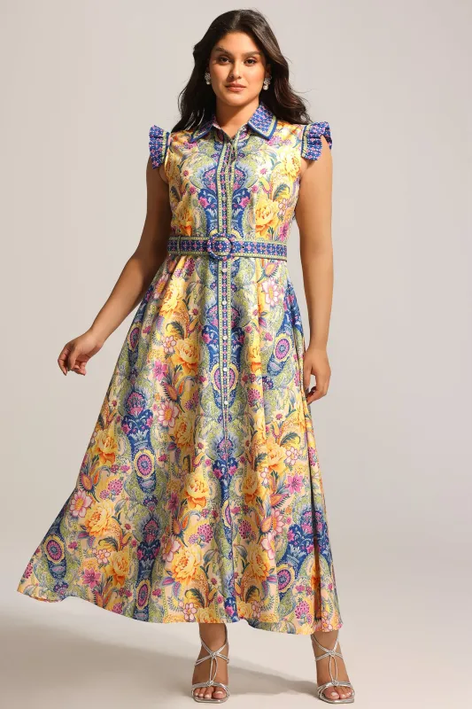 Naida Floral Printed Sleeveless Maxi Dress by Bella Barnett made by Bella Barnett