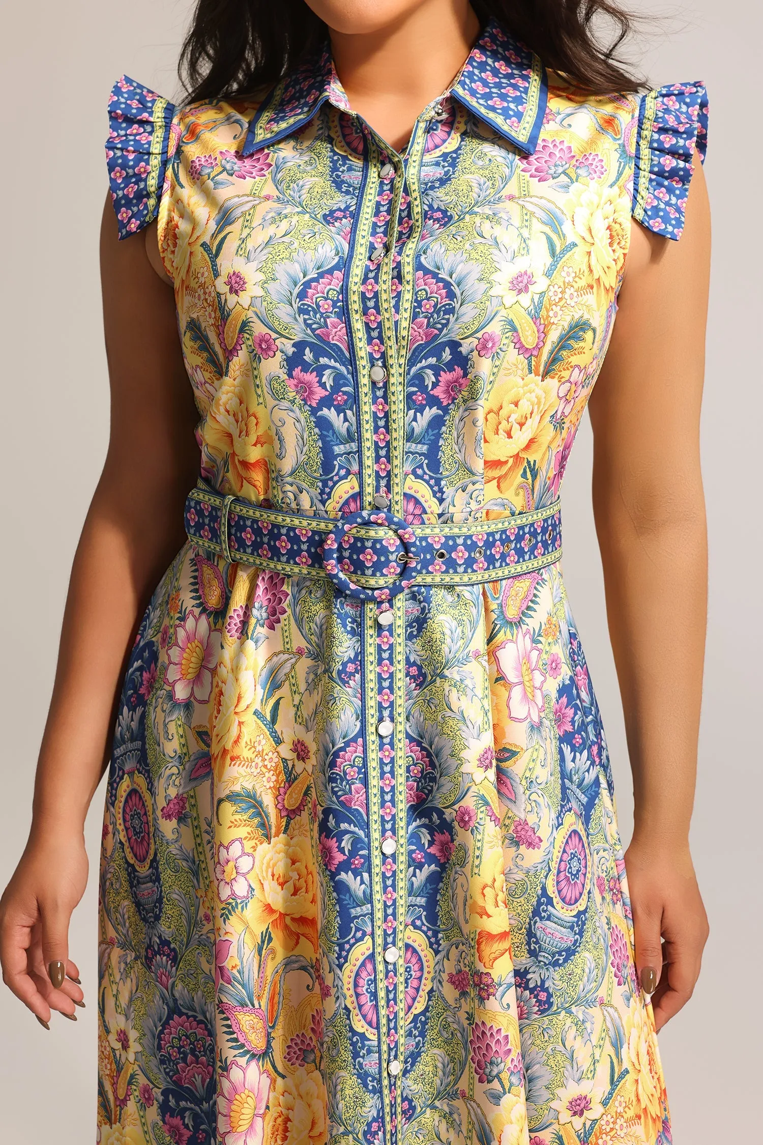 Naida Floral Printed Sleeveless Maxi Dress by Bella Barnett sold by Goddiva product image thumbnail 5