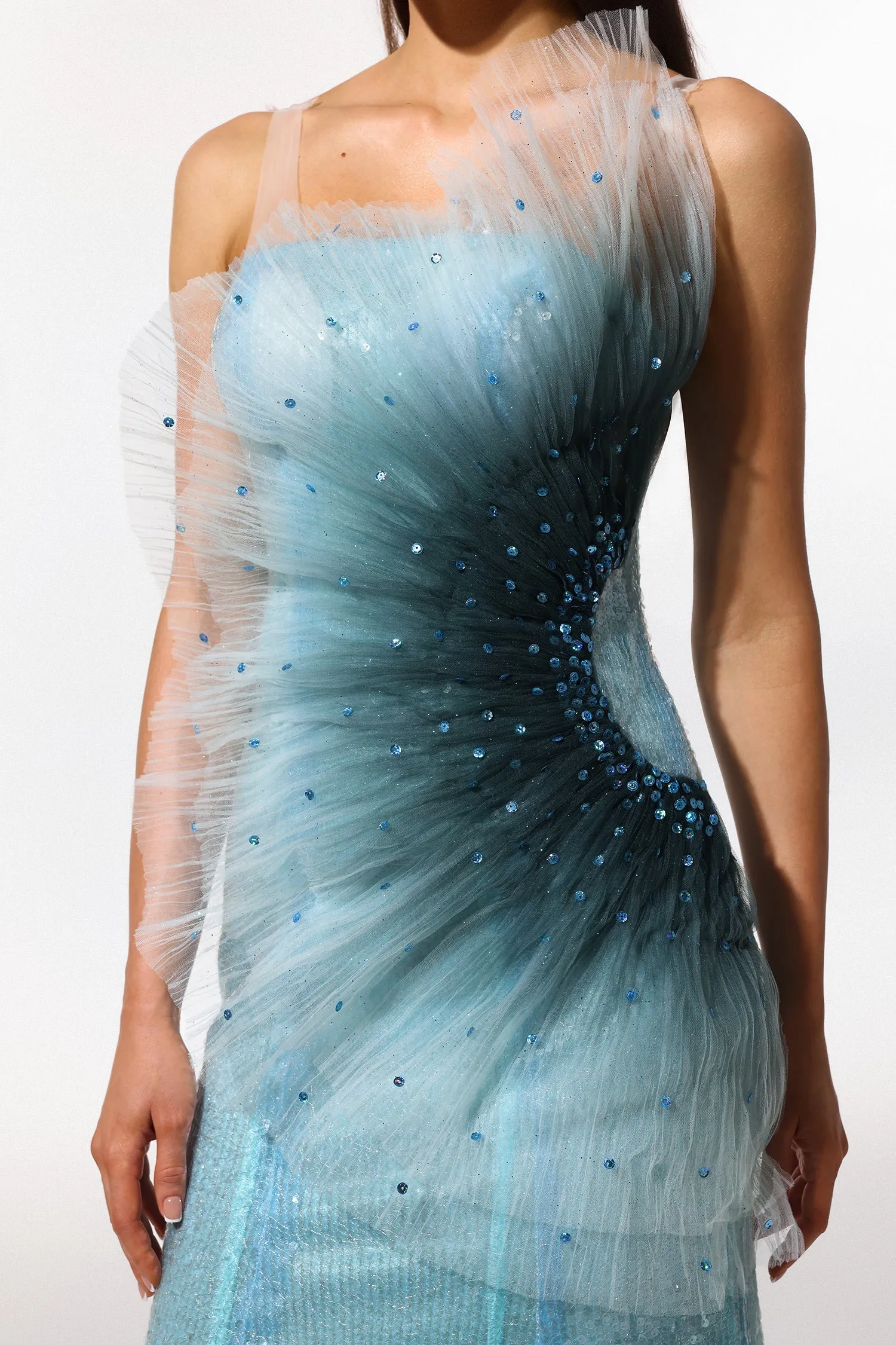 Kiwis Sleeveless Fish Tail Sequins Maxi Dress by Bella Barnett sold by Goddiva product image thumbnail 5