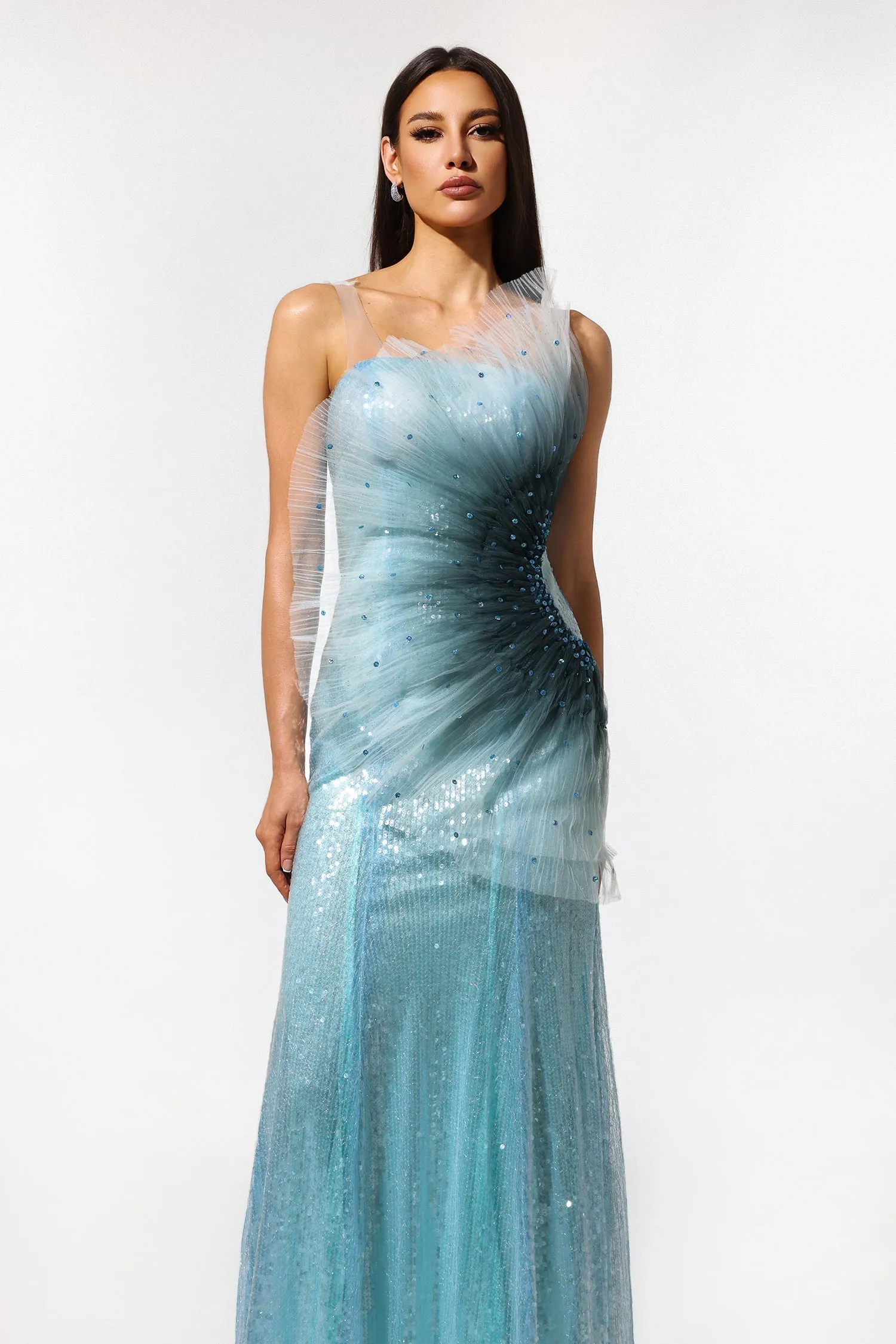 Kiwis Sleeveless Fish Tail Sequins Maxi Dress by Bella Barnett sold by Goddiva product image thumbnail 2