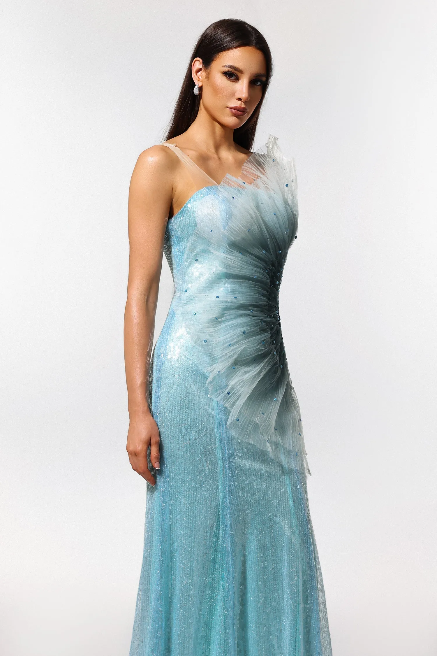 Kiwis Sleeveless Fish Tail Sequins Maxi Dress by Bella Barnett sold by Goddiva product image thumbnail 3