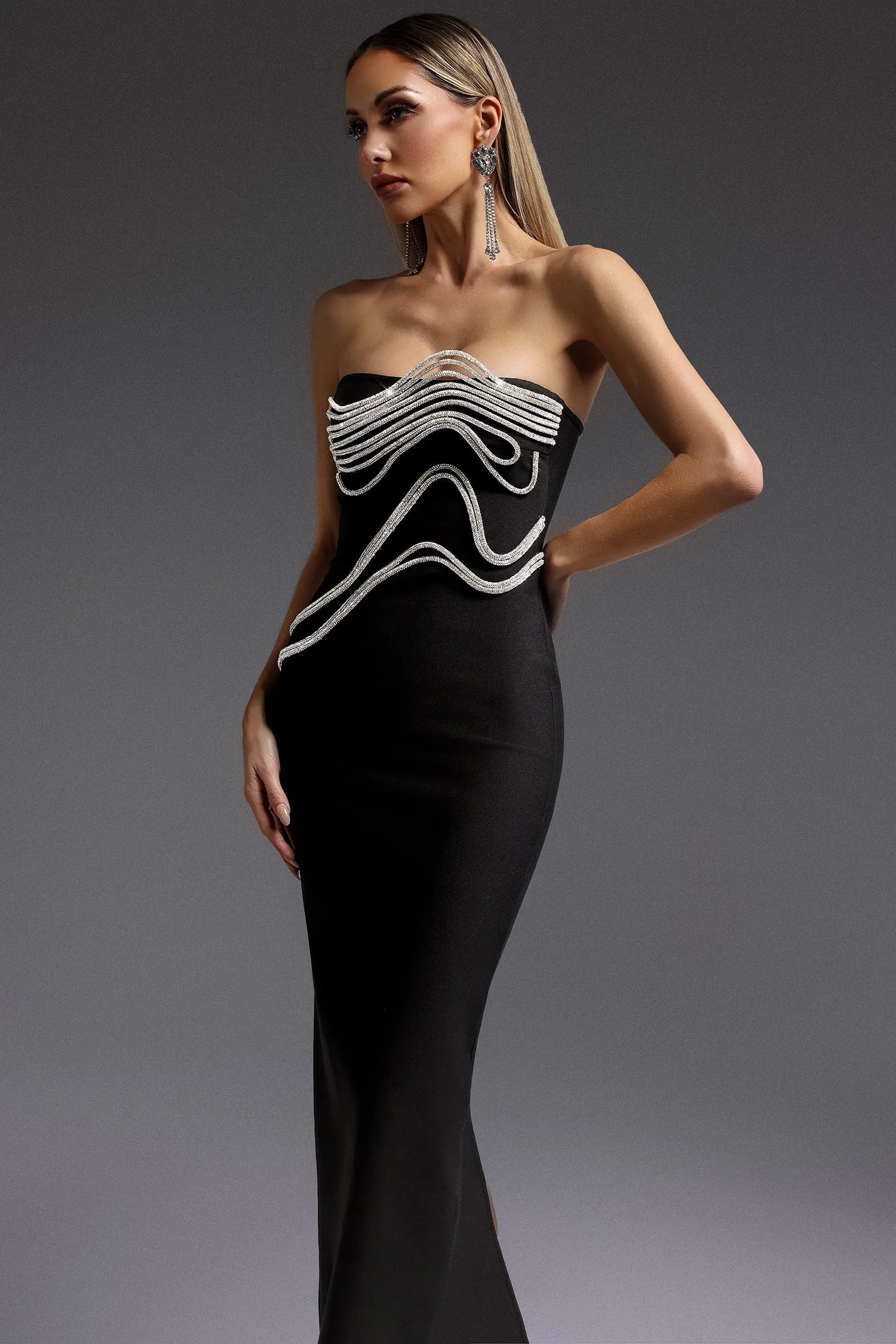 Oga Sleeveless Diamond Bandage Maxi Dress by Bella Barnett sold by Goddiva product image thumbnail 3