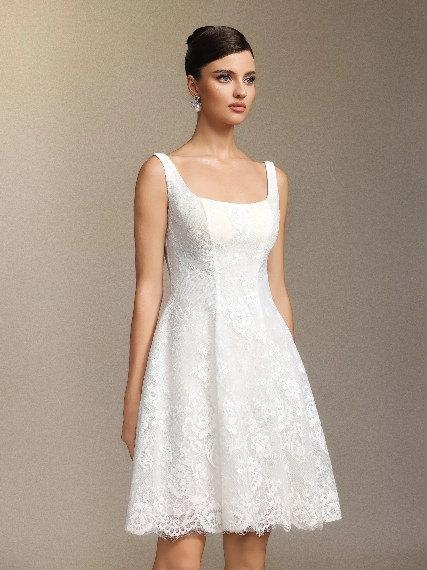 Tutuni Lace Square-neck Halter Mini Dress by Bella Barnett sold by Goddiva product image thumbnail 4