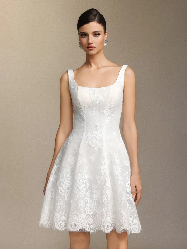 Tutuni Lace Square-neck Halter Mini Dress by Bella Barnett made by Bella Barnett