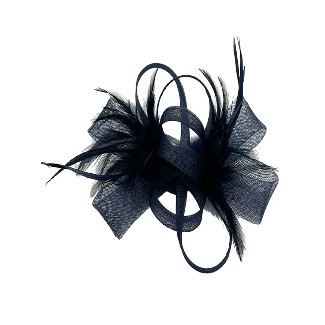 Bow Feather Fascinator In Navy by SVNX sold by Goddiva product image thumbnail 2