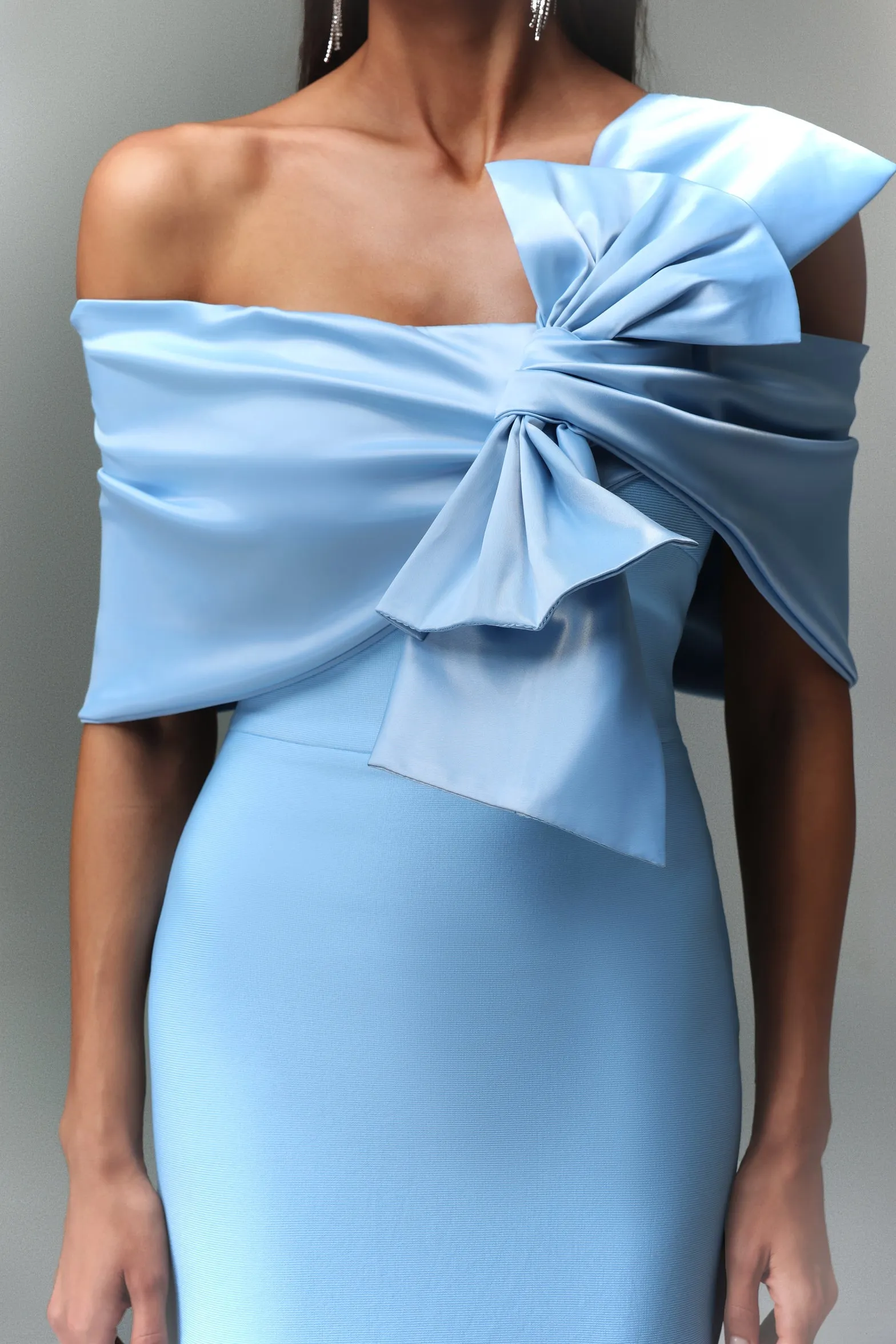 Uara Off-The-Shoulder Bow Bandage Maxi Dress by Bella Barnett sold by Goddiva product image thumbnail 5