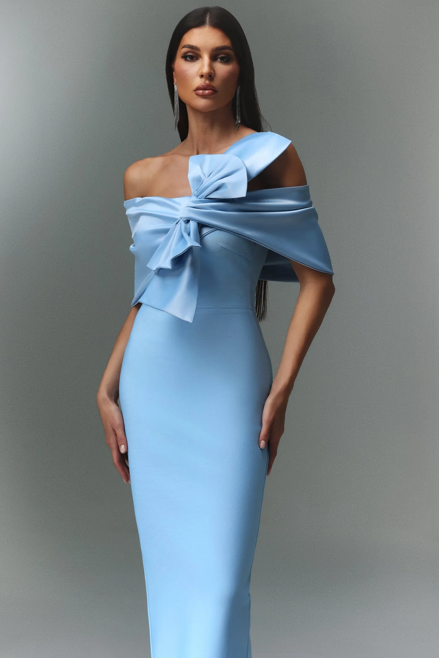 Uara Off-The-Shoulder Bow Bandage Maxi Dress by Bella Barnett sold by Goddiva product image thumbnail 2
