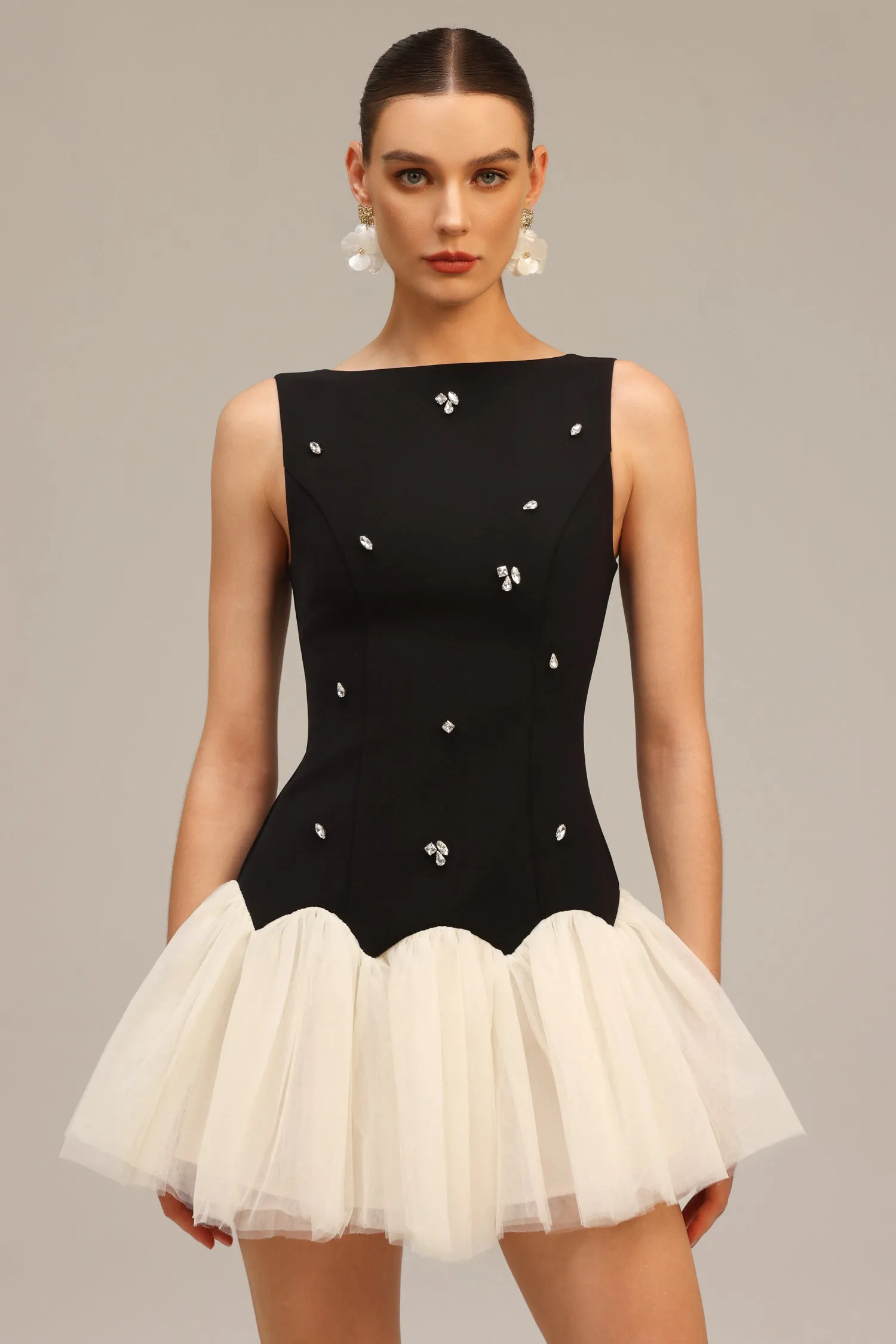 Salamo Sleeveless Diamond Mini Dress by Bella Barnett sold by Goddiva product image thumbnail 3