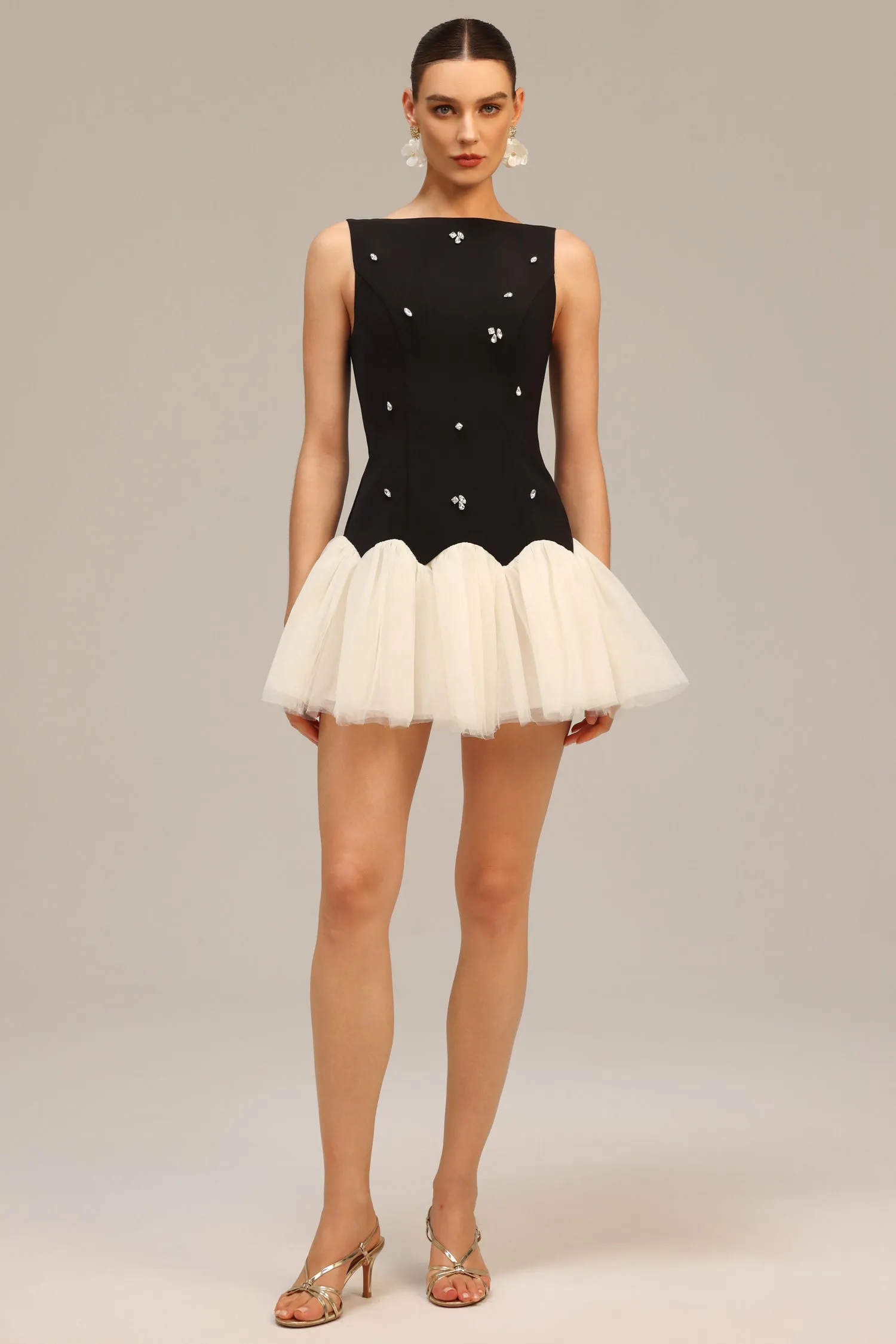 Salamo Sleeveless Diamond Mini Dress by Bella Barnett sold by Goddiva