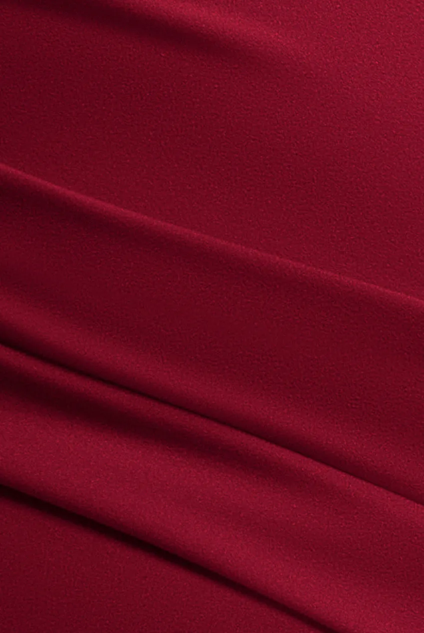 Scuba Bardot Pleated Midi Dress - Wine by Goddiva Plus sold by Goddiva product image thumbnail 5