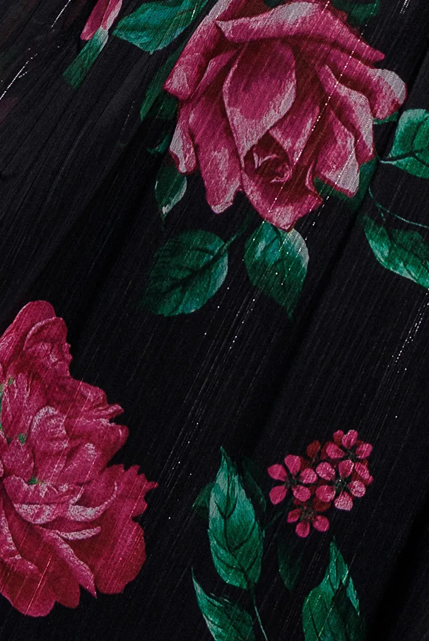 Floral Print Wrap Chiffon Midi Dress - Black Floral by Goddiva Plus sold by Goddiva product image thumbnail 5