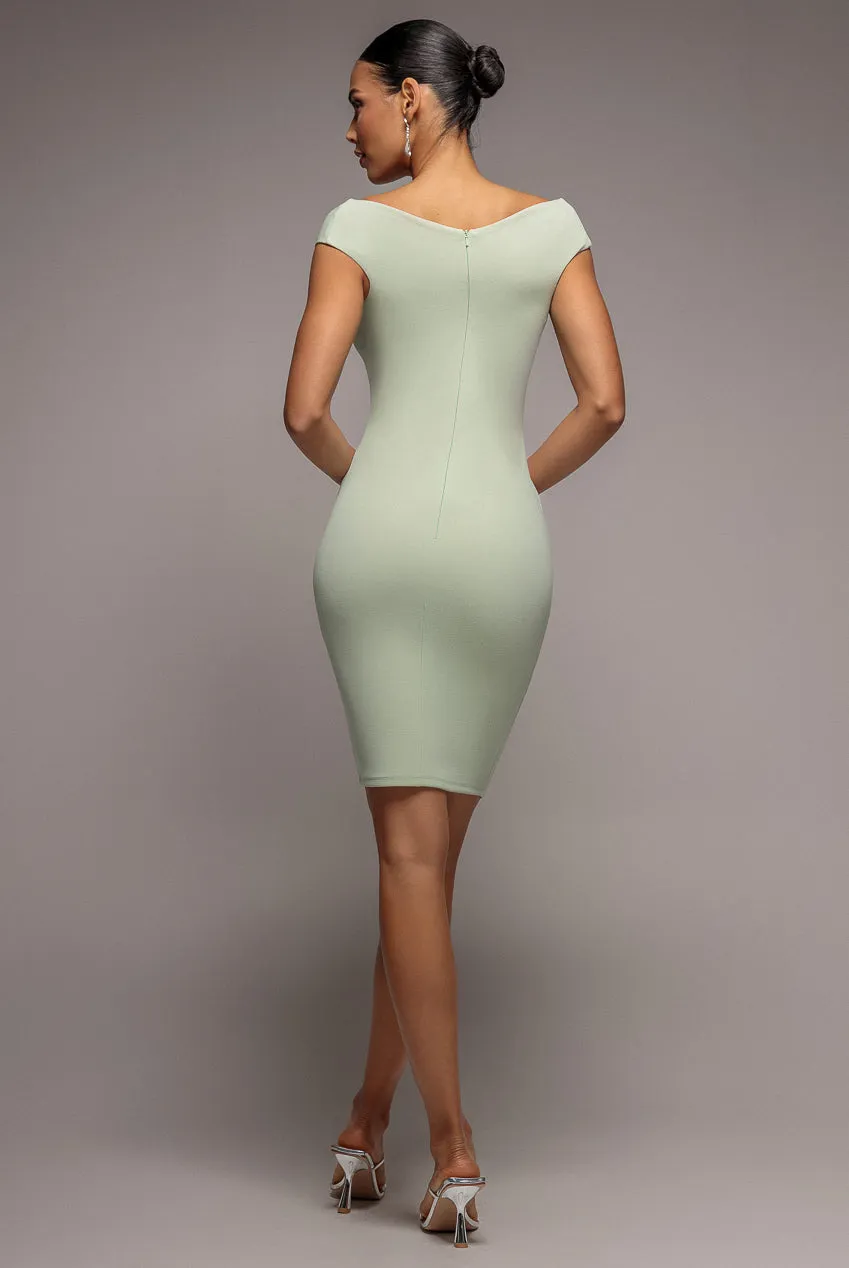 Bardot Pleated Midi Dress - Sage Green by Goddiva sold by Goddiva product image thumbnail 2