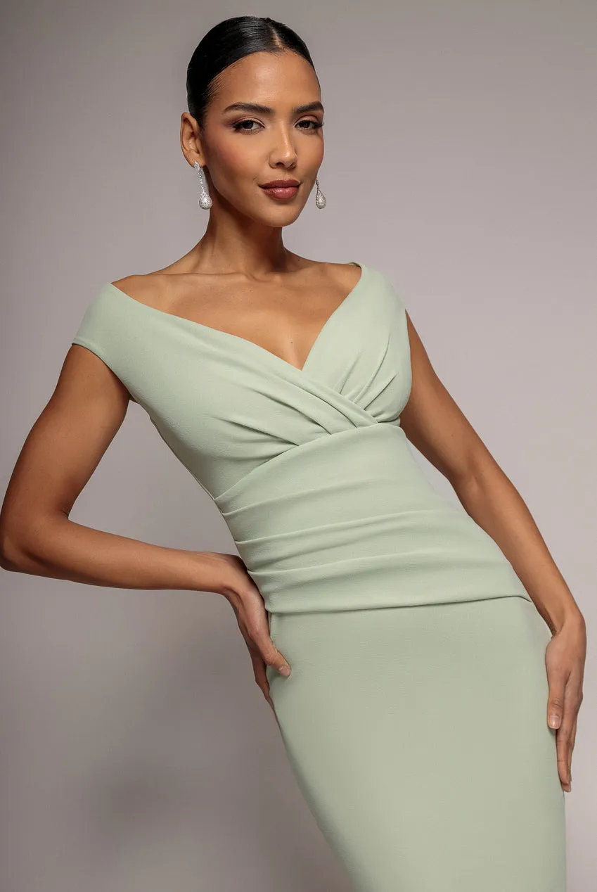 Bardot Pleated Midi Dress - Sage Green by Goddiva sold by Goddiva product image thumbnail 3