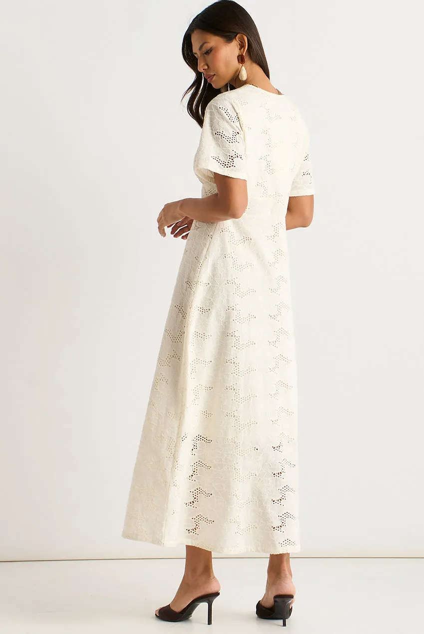 White Lace Button Through Midi Dress by Gini London sold by Goddiva product image thumbnail 2