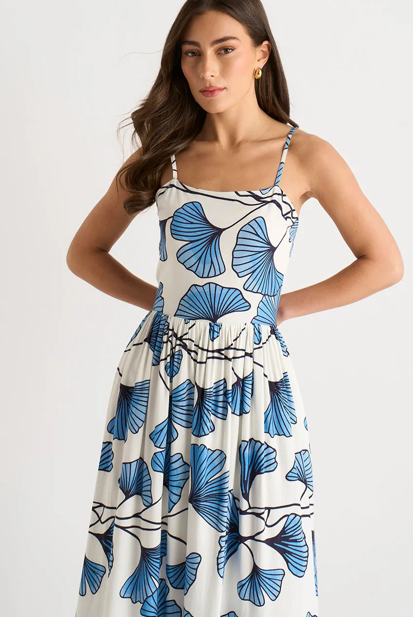 Blue Floral Linen Mix Cami Dress by Gini London sold by Goddiva product image thumbnail 2