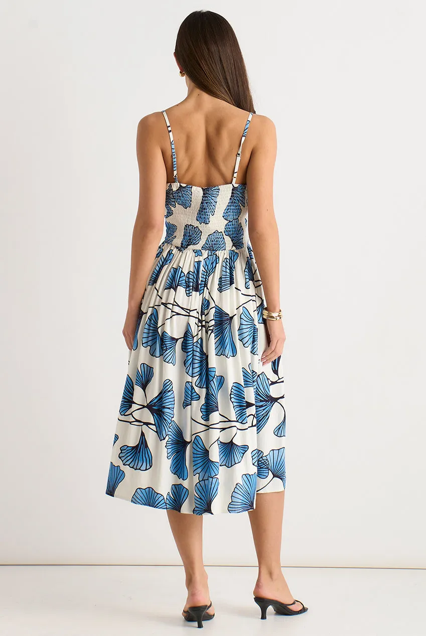 Blue Floral Linen Mix Cami Dress by Gini London sold by Goddiva product image thumbnail 3