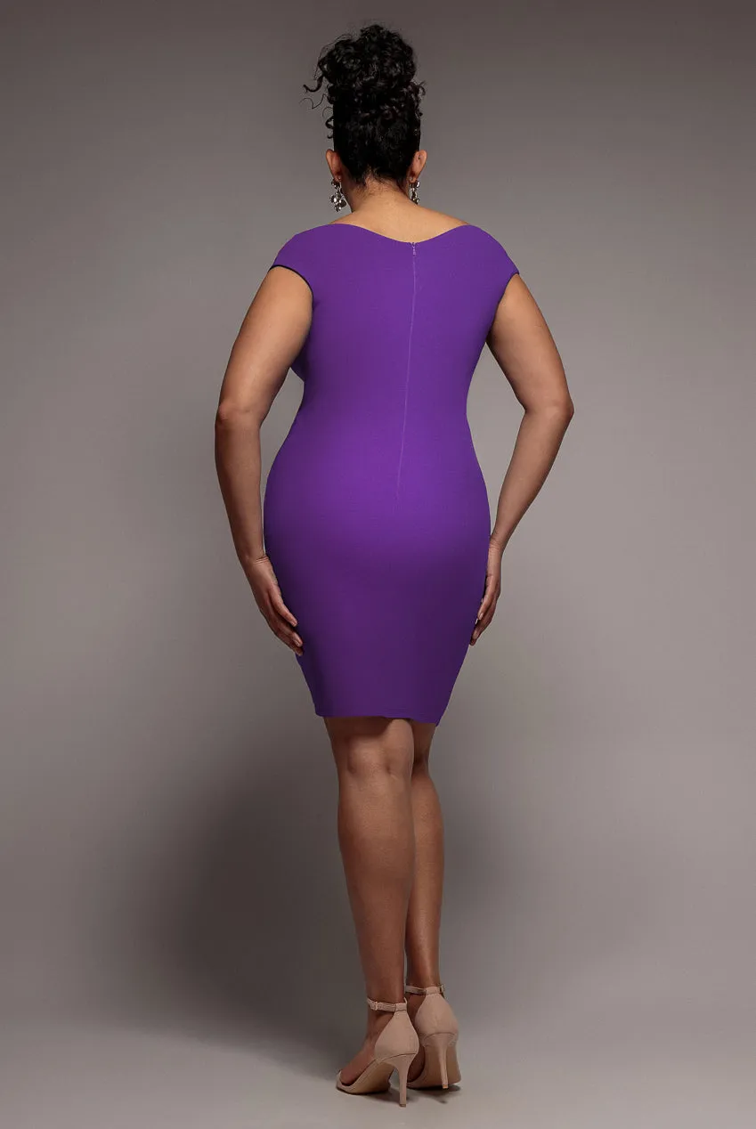 Bardot Pleated Midi Dress - Purple by Goddiva Plus sold by Goddiva product image thumbnail 2