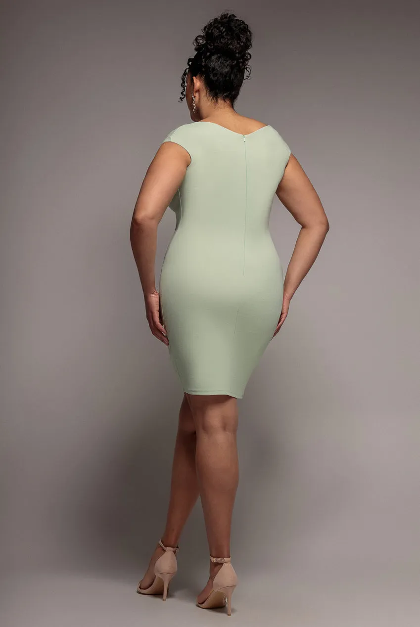 Bardot Pleated Midi Dress- Sage Green by Goddiva Plus sold by Goddiva product image thumbnail 2