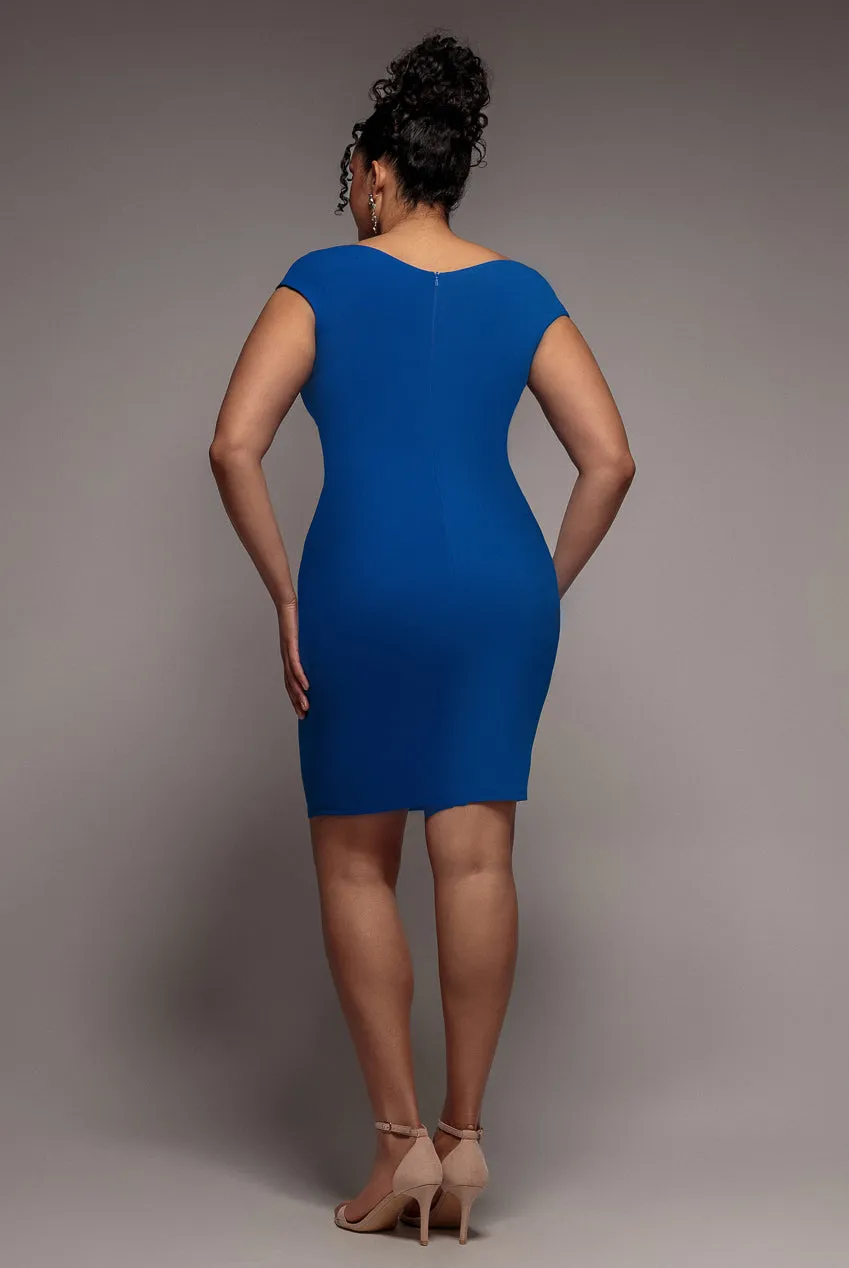Bardot Pleated Midi Dress- Royal Blue by Goddiva Plus sold by Goddiva product image thumbnail 2