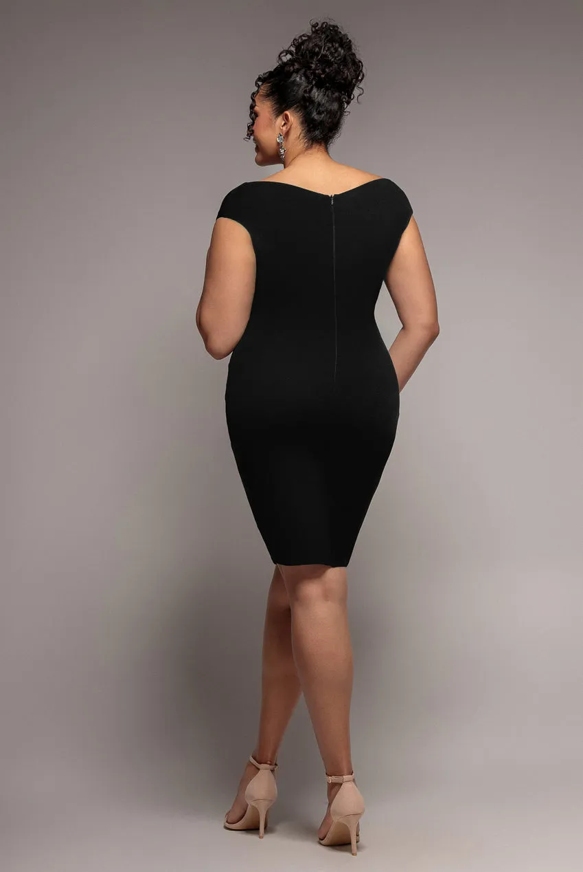 Bardot Pleated Midi Dress - Black by Goddiva Plus sold by Goddiva product image thumbnail 2