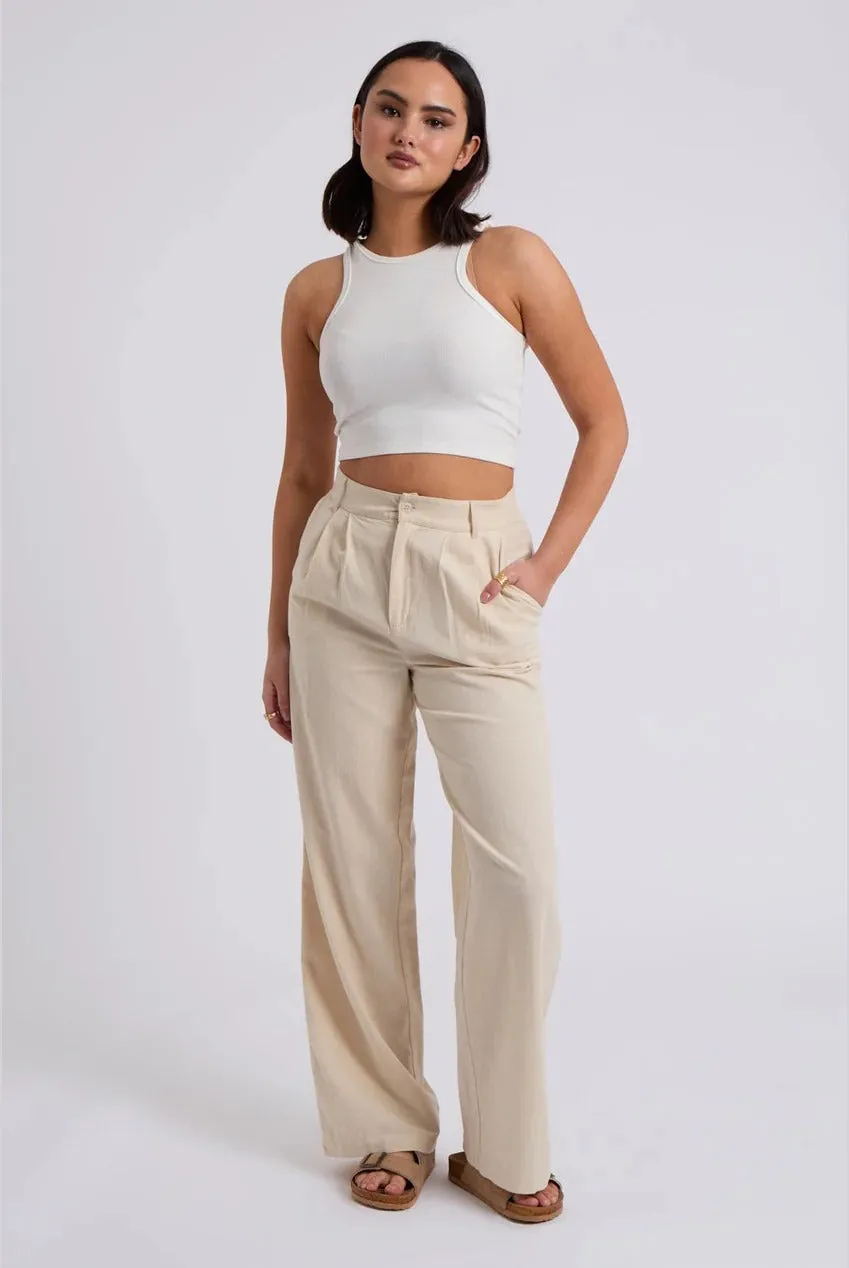 Beige Linen Blend Wide Leg Trouser by Urban Bliss sold by Goddiva product image thumbnail 2
