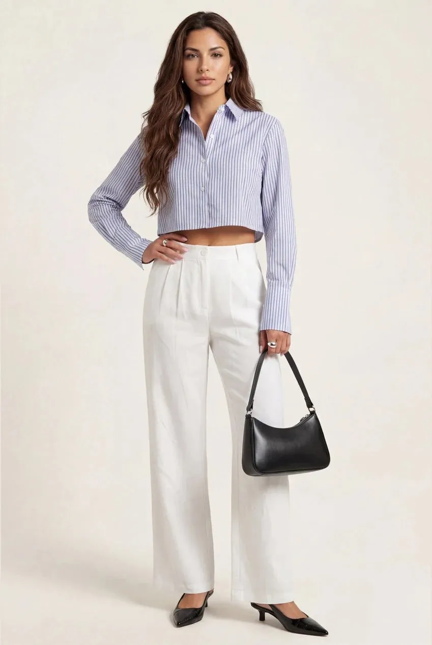 Linen Blend Wide Leg Trouser by Urban Bliss sold by Goddiva