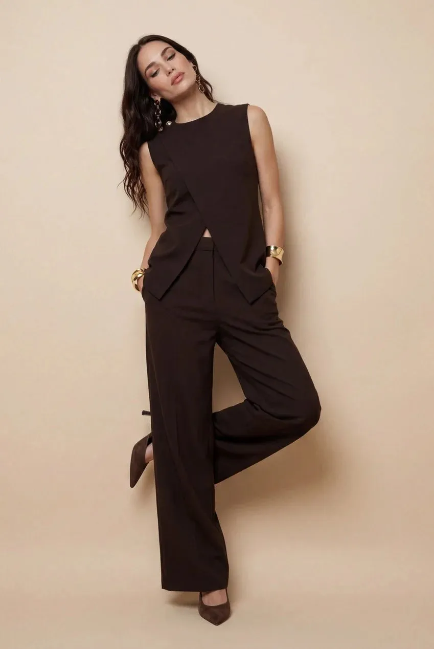 Cross Over Waistcoat Chocolate by Urban Bliss sold by Goddiva product image thumbnail 2