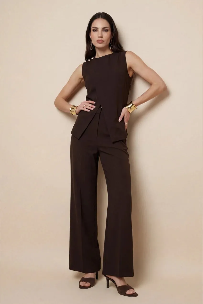 Cross Over Waistcoat Chocolate by Urban Bliss sold by Goddiva product image thumbnail 4