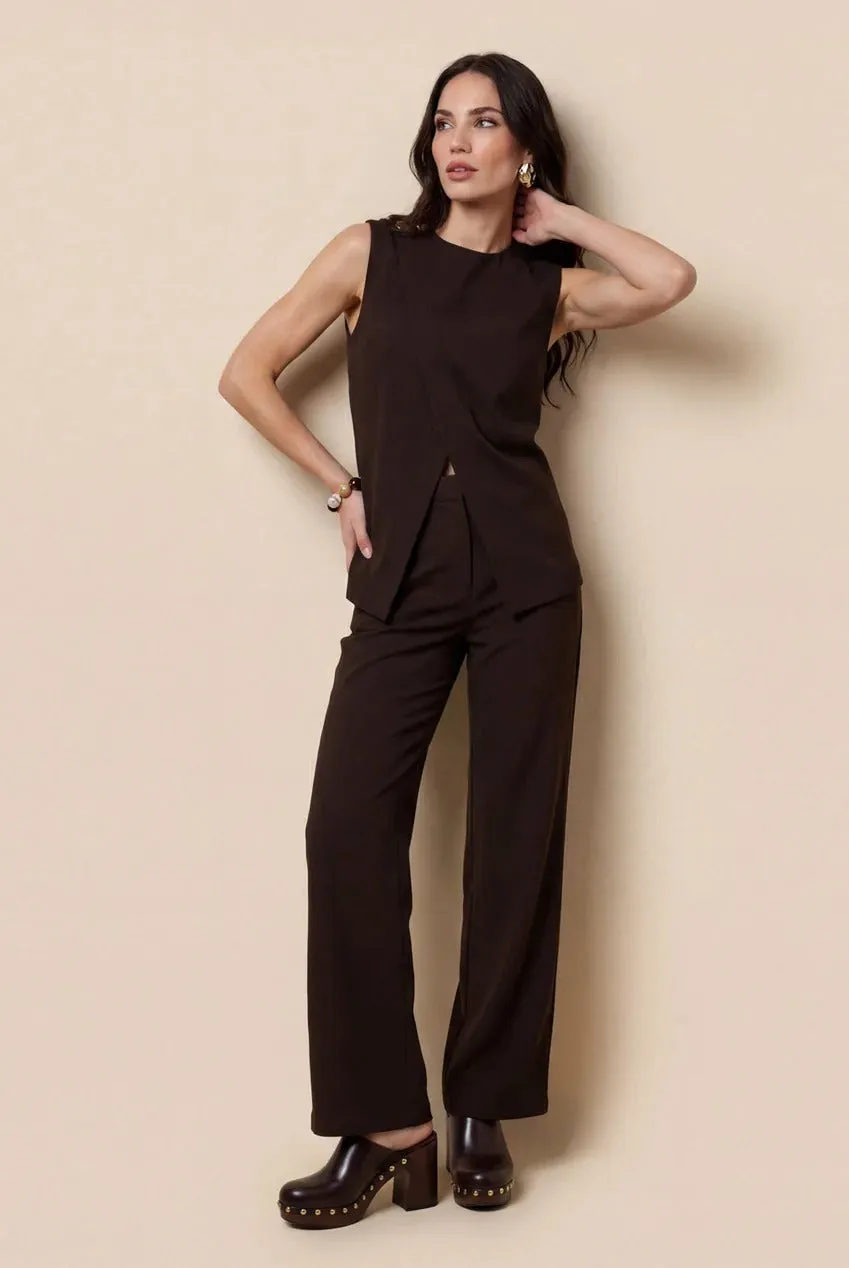 Cross Over Waistcoat Chocolate by Urban Bliss sold by Goddiva