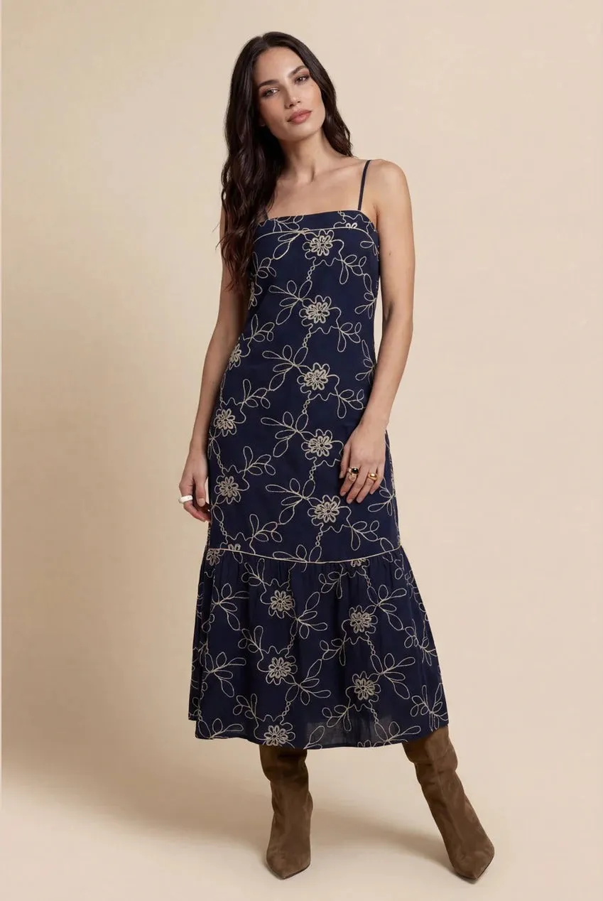 Embroidered Maxi Dress Navy by Urban Bliss sold by Goddiva product image thumbnail 2