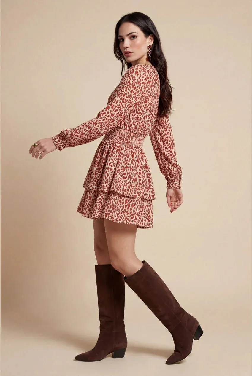 Animal Metallic Mini Dress Rust Pattern by Urban Bliss sold by Goddiva product image thumbnail 2